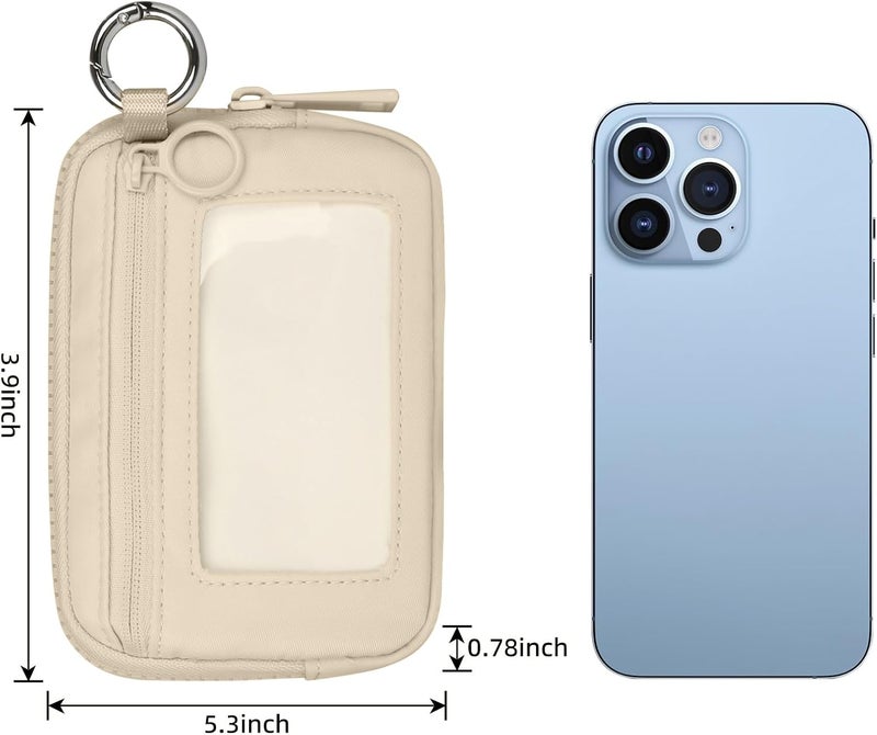 DiDida The Iris Wallet Zip Card Case with ID Window Purses for Women Coin Purse with Zipper Mini Portable Keychain Wallet, Light khaki - Image 4